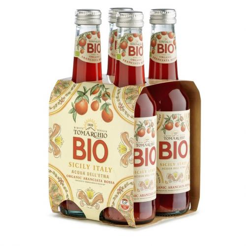 Aranciata Rossa BIO con Arance Rosse di Sicilia IGP 275ml Box da 4 Bottiglie - Tomarchio