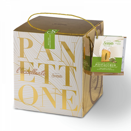 Panettone con Pistacchio Verde di Bronte DOP in astuccio - Scarpato Pasticceria